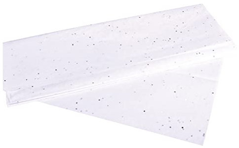 Rayher 67271102 Seidenpapier Glitter, weiß, 50x75cm, 3 Bogen, 17g/m², lichtecht, farbfest, leicht transparentes, dünnes Papier, Geschenkpapier, Papier zum Basteln