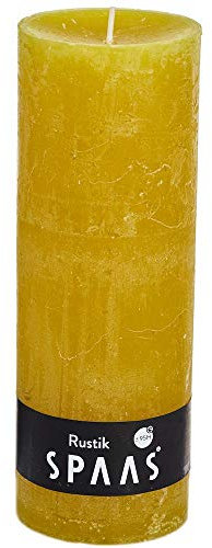 SPAAS Bougie Pilier rustique non-parfumée 68/190 mm, ± 95 heures - automne jaune