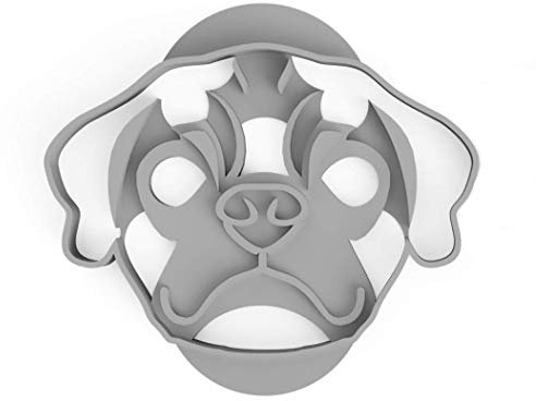 3DREAMS Mops Gesicht Ausstechform │ Größe M │ inkl. 2 Rezepten │ aus Bio Kunststoff │ Made in Germany Keksausstecher in Mops - Pug Gesichtsform