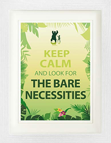 1art1 Motivation Poster Keep Calm and Look for The Bare Necessities Gerahmtes Bild Mit Edlem Passepartout | Wand-Bilder | Im Bilderrahmen 40x30 cm