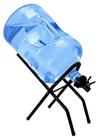 Brio 5 Gallon Water Bottle Jug Drink Dispenser Storage Cooler Foldable Cradle Stand BPA Free Valves Stainless Steel Rack Holder No Leak Non Slip Countertop with 2 Dispenser Valves, Fits Both 48mm and