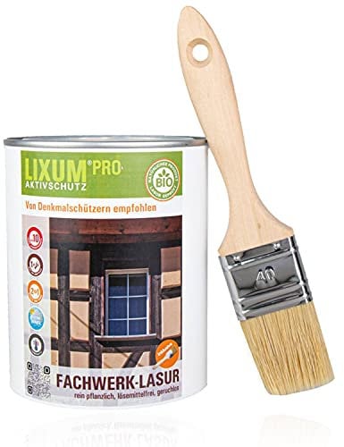 LIXUM FACHWERK LASUR (schwarzbraun) 1000 ml = 30m² - ökologisches Bauen, von Denkmalschützern empfohlen, rein biologisch
