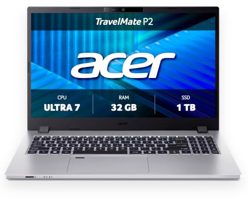 Acer TravelMate P2 | Business Laptop | Core Ultra 7 | 32GB/1TB | 15,6 FHD IPS | Core Ultra 7 155H | 32GB RAM | 1TB SSD | Windows 11 Pro | QWERTZ