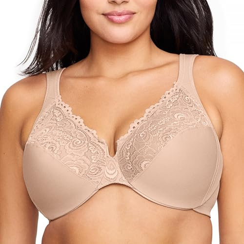 Glamorise Low Cut Wonderwire Lace Underwire Bra 1240 (Women's & Women's Plus)