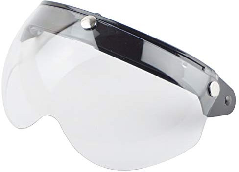 Jackallo Casque de Moto à Visage Ouvert Casque Rétro Universel à 3 Boutons-Pression Visière Coupe-Vent Bouclier Solaire Demi-Visage Casques de Moto Visière