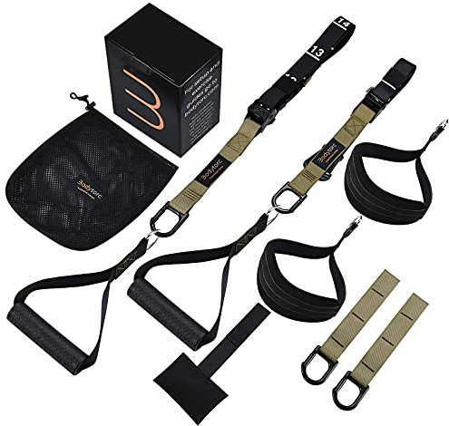 Bodytorc Suspension Trainer, Bodyweight Training Straps for Full Body Workouts at Home, Includes Door Anker, Extension Arms and Advanced Foot Straps