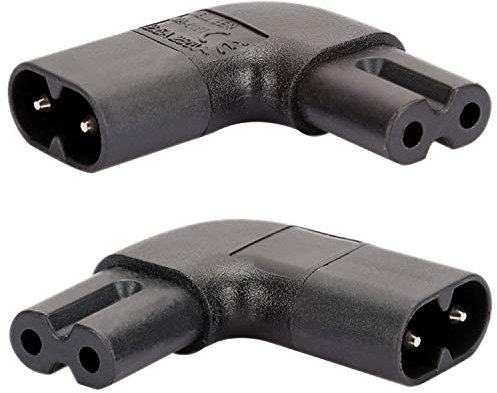 Aofan 2Pcs Figure 8 Male to Female Angle AC Converter 90 Degree Right Angled Power Adapter IEC320 C7 to C8 Right Angle AC Adapter