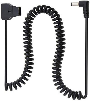 Create idea D-TAP 2-poliger Stecker auf DC 5,5 x 2,1 mm Rechtwinkliger Stecker Spiralfeder Stromkabel 50 cm für BMCC BMPCC 4K Digitalkamera