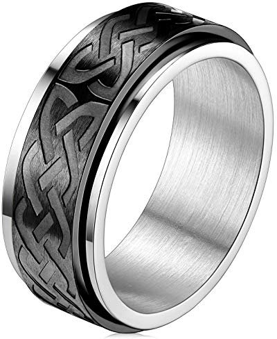 FaithHeart Edelstahl damen Herren Spinnerring Keltischer Knot Meditationsring drehbarer Fingerring Paarring Ehering mit Geschenkebox für Ehepaar