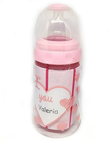 Biberon personalizzabile con nome con Tettarella Sfiato Anti-Colica Senza BPA 270 ml Tettarella in Silicone idea regalo Neonato Ciuccio Catena Ragazzo Ragazze Baby Shower Regali anti allergico