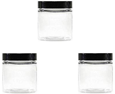 3 Pcs 250 ML / 8 oz Pot cosmétique en Plastique Transparent avec Couvercle Noir Rechargeable Bouteille de crème Vide Pots déchantillons Conteneur de Stockage de Lotion pour pommade émolliente