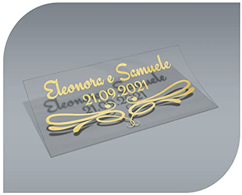 Pegatinas Personalizadas Transparentes con Nombre y Fecha, Etiquetas Adhesivas para Invitacion Boda, Bautizo, Compromiso, Comunion, Cumpleaños, Fiesta, Vintage, Sellos (Modelo 10)
