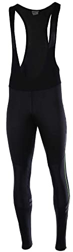 Airtracks Herren Winter Thermo Fahrradhose Lang mit Trägern Pro Line II Trägerhose BIB Radhose Träger Radlerhose gepolstert- Atmungsaktiv - Reflektoren