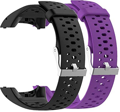 Huwokxix Correa Compatible con Polar M400/M430, Ajustable Banda Deportiva de Silicona para Repuesto de Pulsera para Reloj Inteligente Polar M400/M430 (Negro + morado)