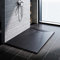 SONNI Receveur de douche 160 x 90 cm - Noir aspect ardoise et structure antidérapante - Avec siphon