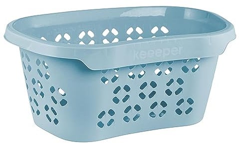 keeeper Wäschekorb mit Hüftstütze, Luftdurchlässiges Dekor, 30,5 l, Anton, Nordic Blue