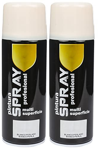 Etrexonline Pintura Spray Multicolor Profesional 400ml Adecuado Metal Madera y Plástico - Color Blanco Perla (Paquete de 2)