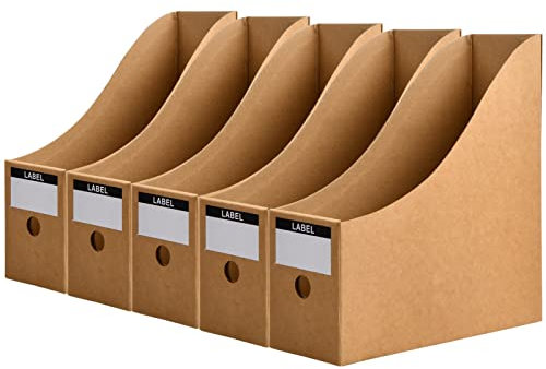 Xzeemo 5 Stück Stehsammler Pappe, Zeitschriftensammler, Pappe Stehordner, Zeitschriftenständer Aktenhalter, Ordner Aufbewahrungsbox, Schlitzordner für Büchern Dokumenten Briefen Archiven Zeitungen