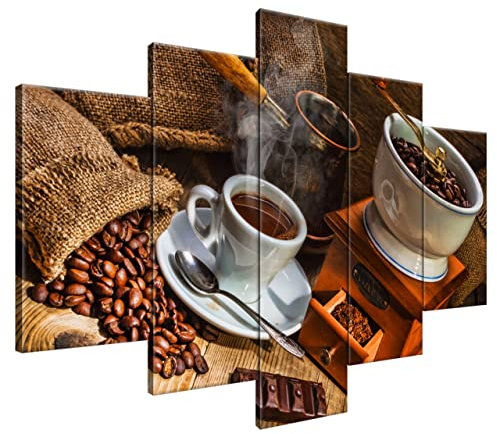 Estika Leinwand bilder - Türkischer Kaffee - 150x105 cm, 5 teilige kunstdruck - Wandbilder wohnzimmer, schlafzimmer, Moderne wanddeko, Bild auf leinwand - Küche bilder - 1128A_5H