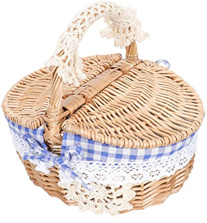 Cabilock Tischdeko Hyazinthe Verwenden Geflochtene Veredelung Bauernhaus Kleinigkeiten Hängende Wandkörbe Snacks Zentrum Schmuck Spielzeug Rustikal Party Tisch Blaue Eier Weide Tote