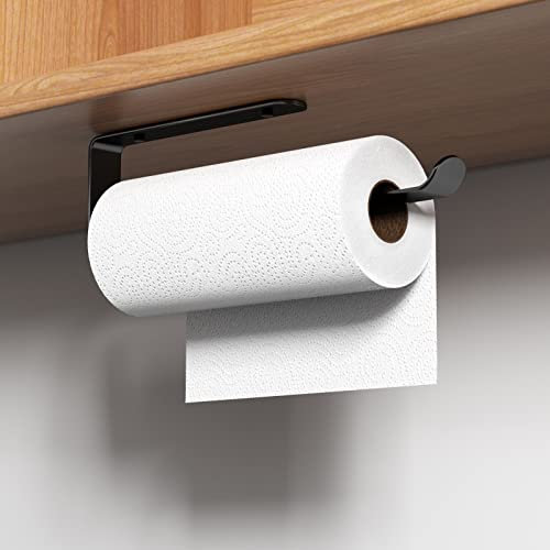 Firschoie Porte Sopalin, Porte-Serviettes en Papier Murale Salle de Cuisine, Support Auto-adhésifen Aluminium Pas de perçage, Convient pour Salle de Bain (Noir)