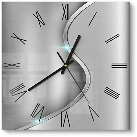 DEQORI Glasuhr | 30x30 cm | Motiv Polierte Oberfläche | ausgefallene leise Design Uhr aus Glas | Wanduhr für Wohnzimmer & Küche | moderne Hingucker Uhr für die Wand