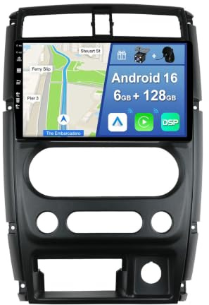 YUNTX [6GB+128GB] Android 15 Autoradio für Suzuki Jimny (2007-2015)-[Integriertes CarPlay/Android Auto/DSP/GPS]-9” IPS 2.5D-Kamera+MIC-DAB/Lenkradsteuerung/360 Kamera/Mirror Link/Bluetooth 5.0
