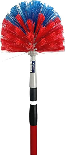 Synx Tools Ragebol rojo/azul - rageball con mango telescópico 175 cm - Esfera de moda con mango - Plumero - Esfera de moda con mango telescópico - Limpieza - Extendible - Tapón - Duster