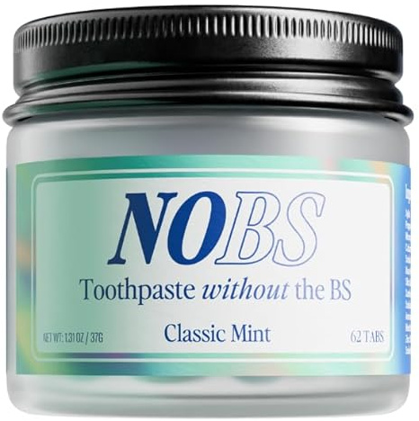 NOBS (No Bad Stuff) Toothpaste Tablets - Nano Hydroxyapatite, Fluoride & Plastic Free, Eco & Travel Friendly - Remineralize with NHA (1 Month)