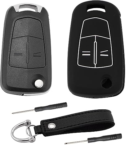 ERMWALR 2-teilige Autoschlüsselschale Ersatz mit Schlüsselanhänger Kompatibel mit Opel Vauxhall Astra H Corsa D Vectra C Zafira B Signium 2-Knopf Flip Klappschlüssel Fall (KG-Opl-2F)