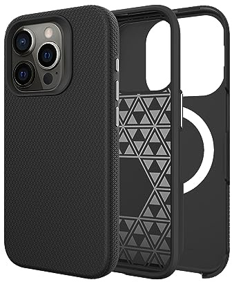 Miimall Kompatibel mit iPhone 15 Pro Hülle, PC+TPU Doppelter Schutz Kratzfest Stoßfest Militär Schutz Case Ultradünn Mag-Safe Hülle für iPhone 15 Pro 6.1'' 2023-Schwarz