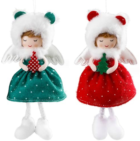 Christmas Angel Ornaments,Angel Ornaments For Christmas Tree 2Pcs Cute Xmas Themed Decorative Angel Doll Hanging Sleeping Face Christmas Decorations - Christmas Tree Decorations