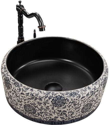 Rea Aufsatzwaschbecken Florisa schwarz matt Badwaschbecken 400 x 400 x 150 mm aus Keramik (schwarz)