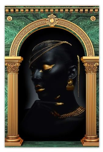 H8890M_WKPL1C Foto-Poster, Motiv Frauengesicht in Gold, 80 x 120 cm