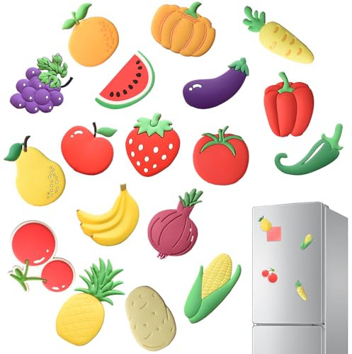 18Pcs Fridge Magnets Vegetable Refrigerator Magnets Cute Fruit Fridge Magnets Strong Fridge Magnets For Whiteboard Fridge Stickers For Home Kitchen Decoration Maps Decor Kids Preschool Learning