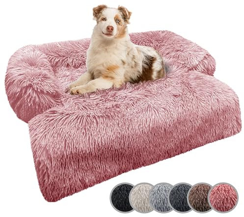 bluzelle Sofaschutz Hundebett für kleine & mittelgroße Hunde, Hundedecke für Couch Sofa Cover, Plüsch Hundesofa Schutzdecke rutschfest Wasserdicht Waschbar Abnehmbarer Bezug, Farbe:Rosa