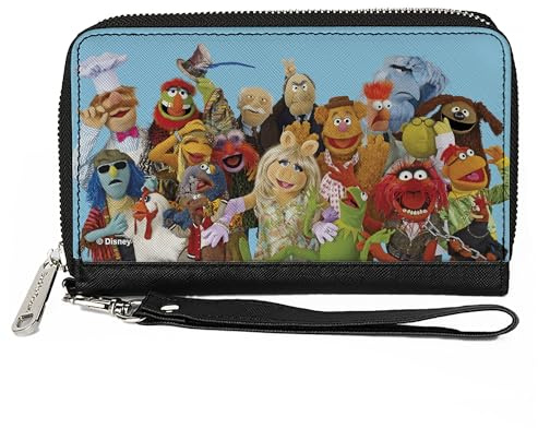 Buckle-Down Disney Geldbörse mit Reißverschluss, The Muppets Character Group Pose Portrait Blue, veganes Leder, Blau, 19,1 x 11,4 cm, lässig