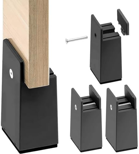 Ketilrub Lot de 4 Rehausseur Pieds de Lit 10 CM pour Table, Chaise, Canapé, Rehausseurs Meubles Largeur Réglable 1-5 CM, Charge 50 KG, Noir