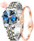 OLEVS Damenuhr Gold Silber Diamant Analog Quarz Uhren Damen Edelstahl Wasserdicht Leuchtend Modisch Elegantes Kleid Armbanduhr Armreif Geschenk Set