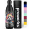 PROWORKS Botellas de Agua Deportivas de Acero Inoxidable Cantimplora Termo, Doble Aislamiento 12 Horas Caliente y 24 Horas Frío 1L - Toda Salpicadura de Pintura Negra - Panda