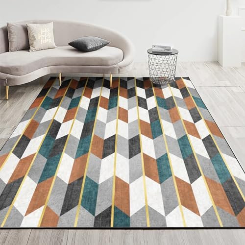 Tapis de Jeu Enfant,Tapis Antidérapant Lavable Design Rayé Gris Et Rose,Tapis d eveil Decoration Interieur Maison,120x160cm
