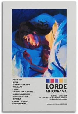 nzzmy Lorde Melodrama-Poster, Album, Poster, Vintage-Kunst-Cover, Raumdekoration, ästhetische Schlafzimmerdekoration, Leinwandposter für Schlafzimmer, 30 x 45 cm, ungerahmter Stil