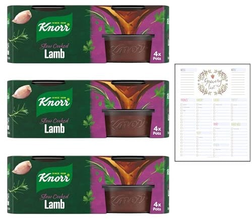 Gluten Free Stock Pot Bundle which Contains Knorr Lamb Stock Pot 4 x 28g - Pack of 3 including Grocery List Card