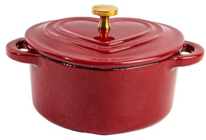 LVYUDS Heart Shape Dutch Oven, Enameled Cast Iron Braiser Dual Handles Induction Cooker Compatible Suitable Soup Stew for Chefs(Color:Red,Size:HEART SHAPE_2.4L)