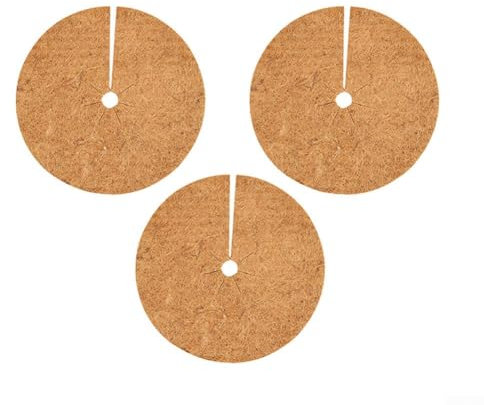 3 discos de mantillo de coco, mantillo de fibras de coco para alfombrilla protectora de árbol de anillo, alfombrilla de fibra de coco para protección de plantas (40 cm)