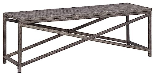 Homgoday Gartenbank 120 cm Poly Rattan Grau Terrassenbank Outdoor Gartenbank Sitzbank Sitzbank Wohnzimmer Sitzmöbel Möbel