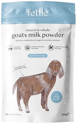 Whole Goats Milk Powder for Dogs & Cats – 100% Natural Hydration, Gut Health Prebiotics for Dogs and Cats – Promotes Recovery, and Immunity – Puppy & Kitten Milk From Birth – 250g, Up To 50 Servings