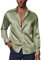 PaulJones Men's Silk-Like Shirt, Regular Fit, Disco Prom Christmas Shirt, Light Green, Size M