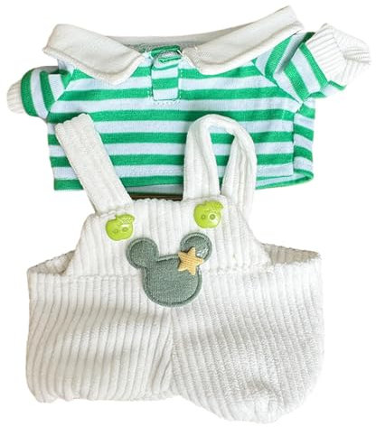 MagiDeal Plüsch Puppenkleidung 15cm Outfit Set mit Grün Gestreiftem & Hosenträger