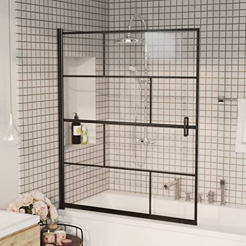 Hommdiy Duschkabine mit ABS-Griff Badewannenaufsatz Duschwand Duschabtrennung Badewanne Schulte Aufsatz Dusche ESG-Sicherheitsglas,116 x 140 cm